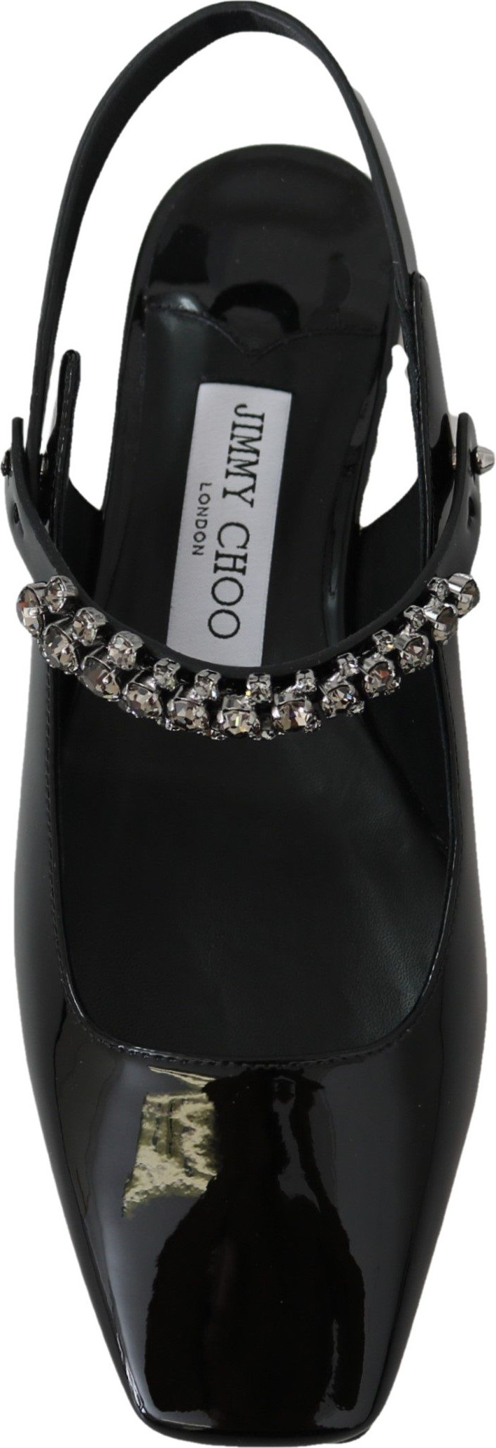 Flats Jimmy Choo Elegant Black Patent Flats with Crystal Accent