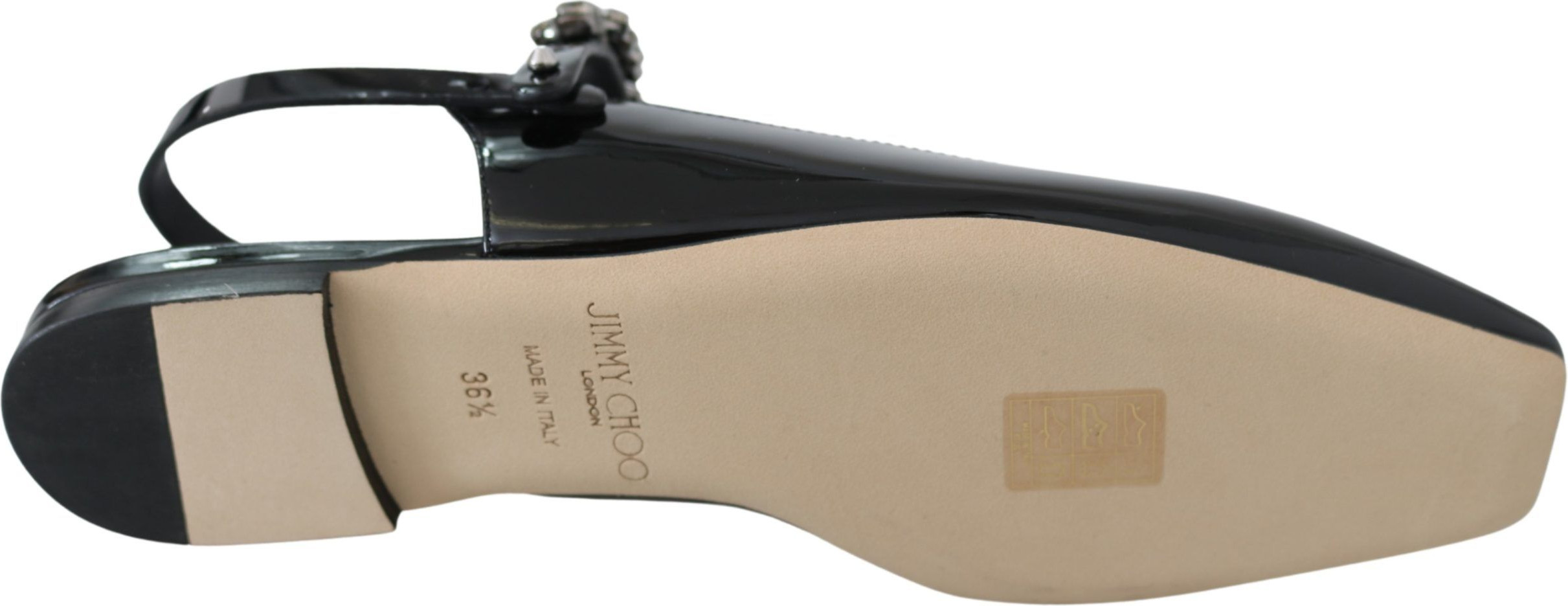 Flats Jimmy Choo Elegant Black Patent Flats with Crystal Accent