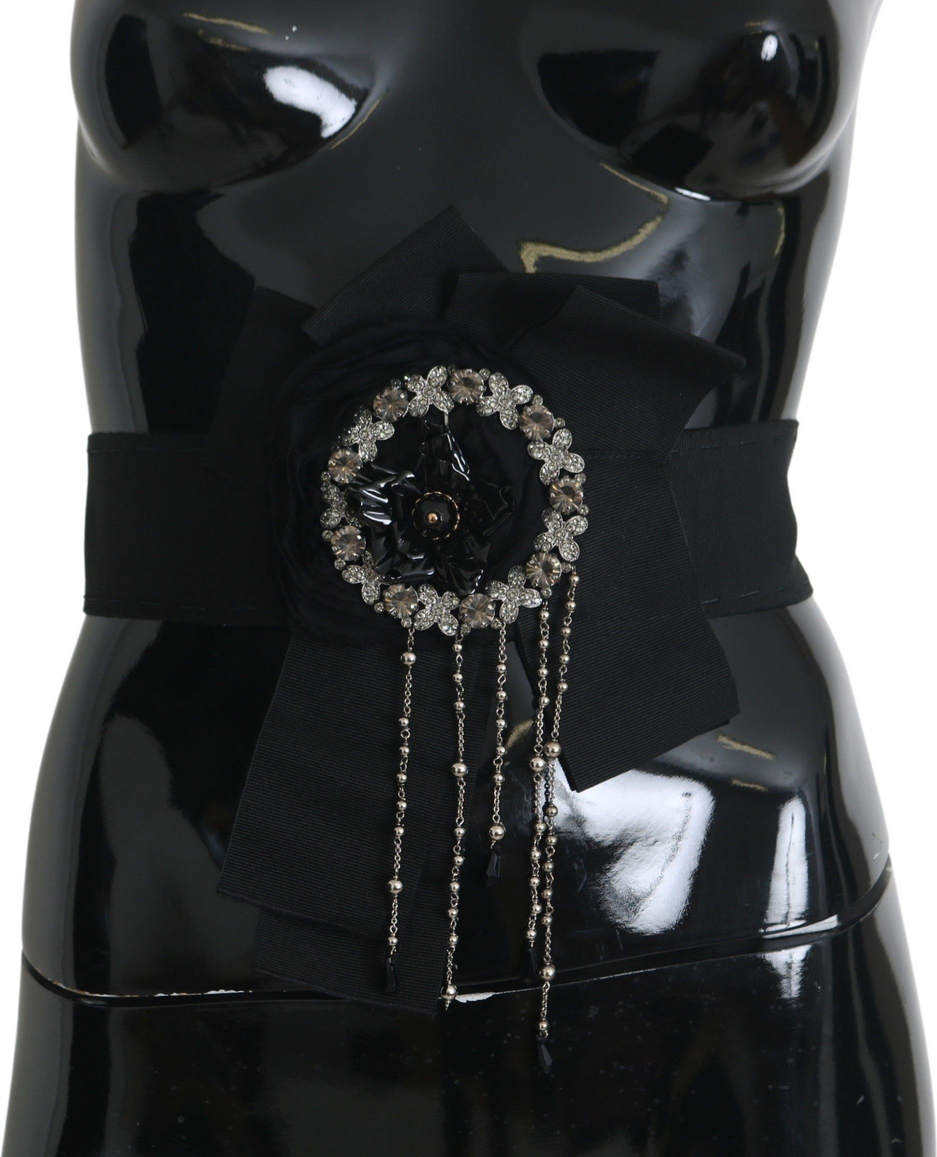 Belt Dolce & Gabbana Elegant Black Crystal Waist Belt