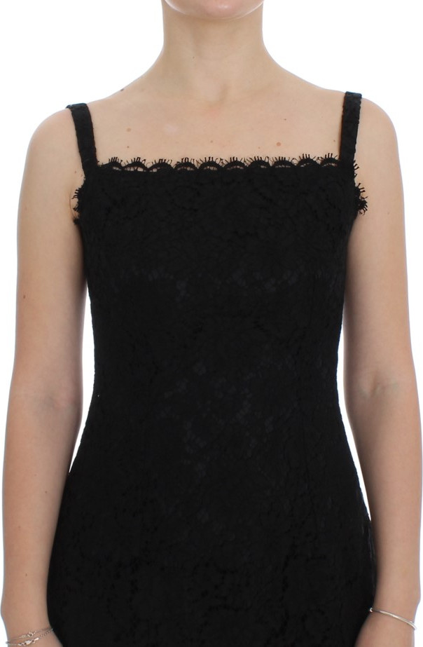 Платье Dolce & Gabbana Черное, с цветочным кружевом, футляр