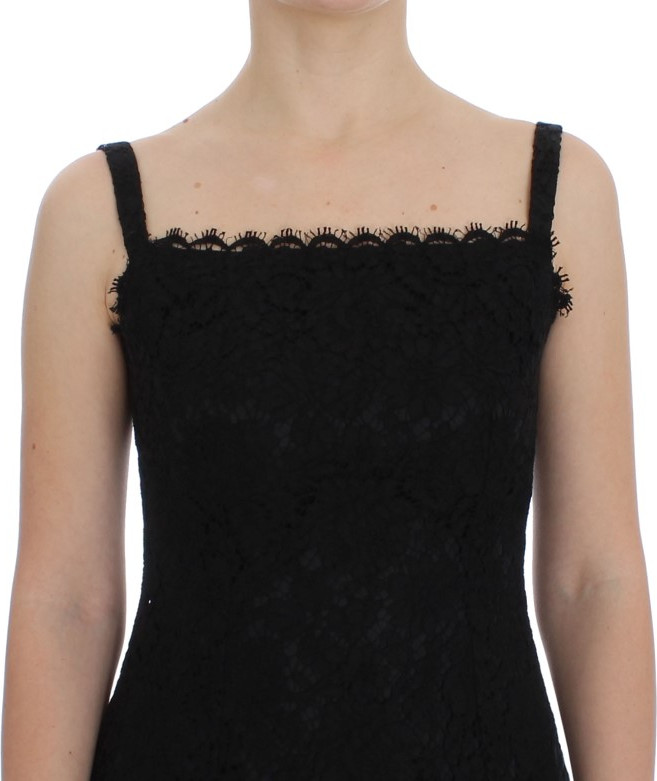 Платье Dolce & Gabbana Черное, с цветочным кружевом, футляр