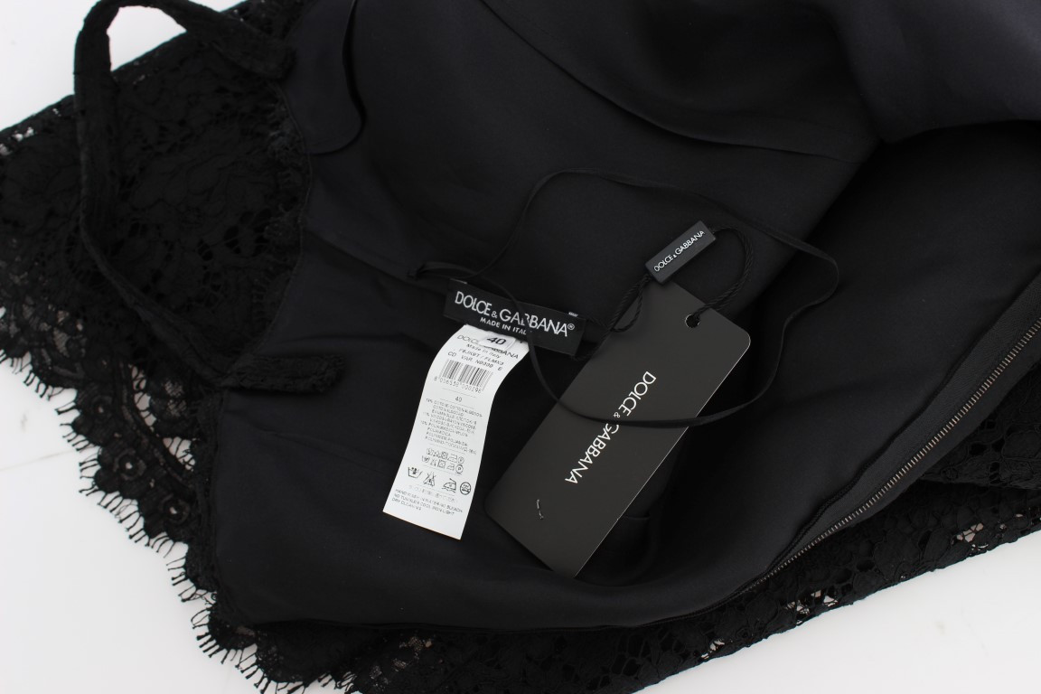 Платье Dolce & Gabbana Черное, с цветочным кружевом, футляр