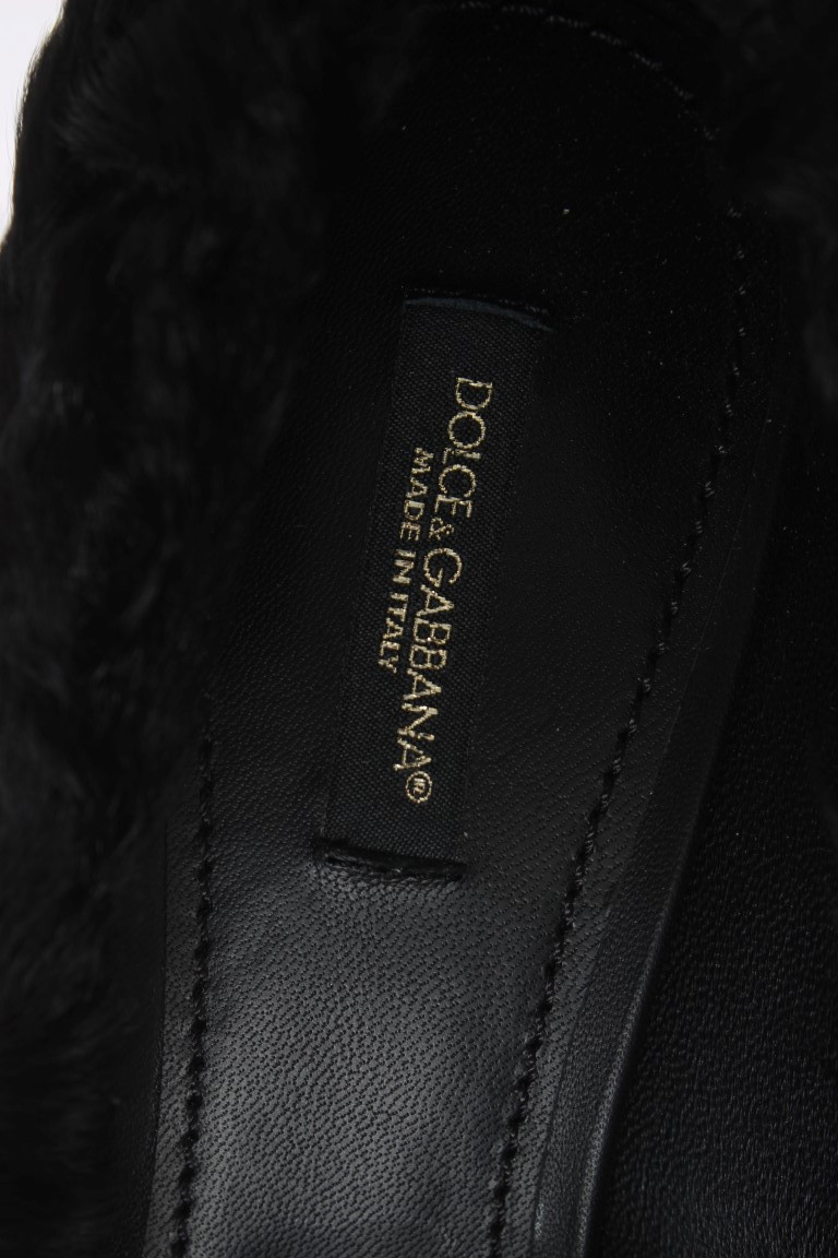 Dolce & Gabbana Qora Xiangao Lamb Fur Deri Zamsh To'piq