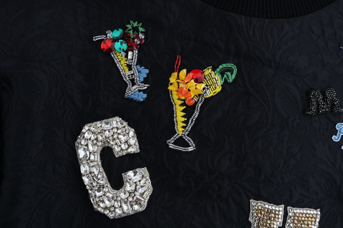 Джемпер Dolce & Gabbana Черный Жаккард Коктейль Кристаллы Свитер