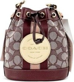 Crossbody Bag Coach Dempsey Mini Patch Wine Jacquard Canvas