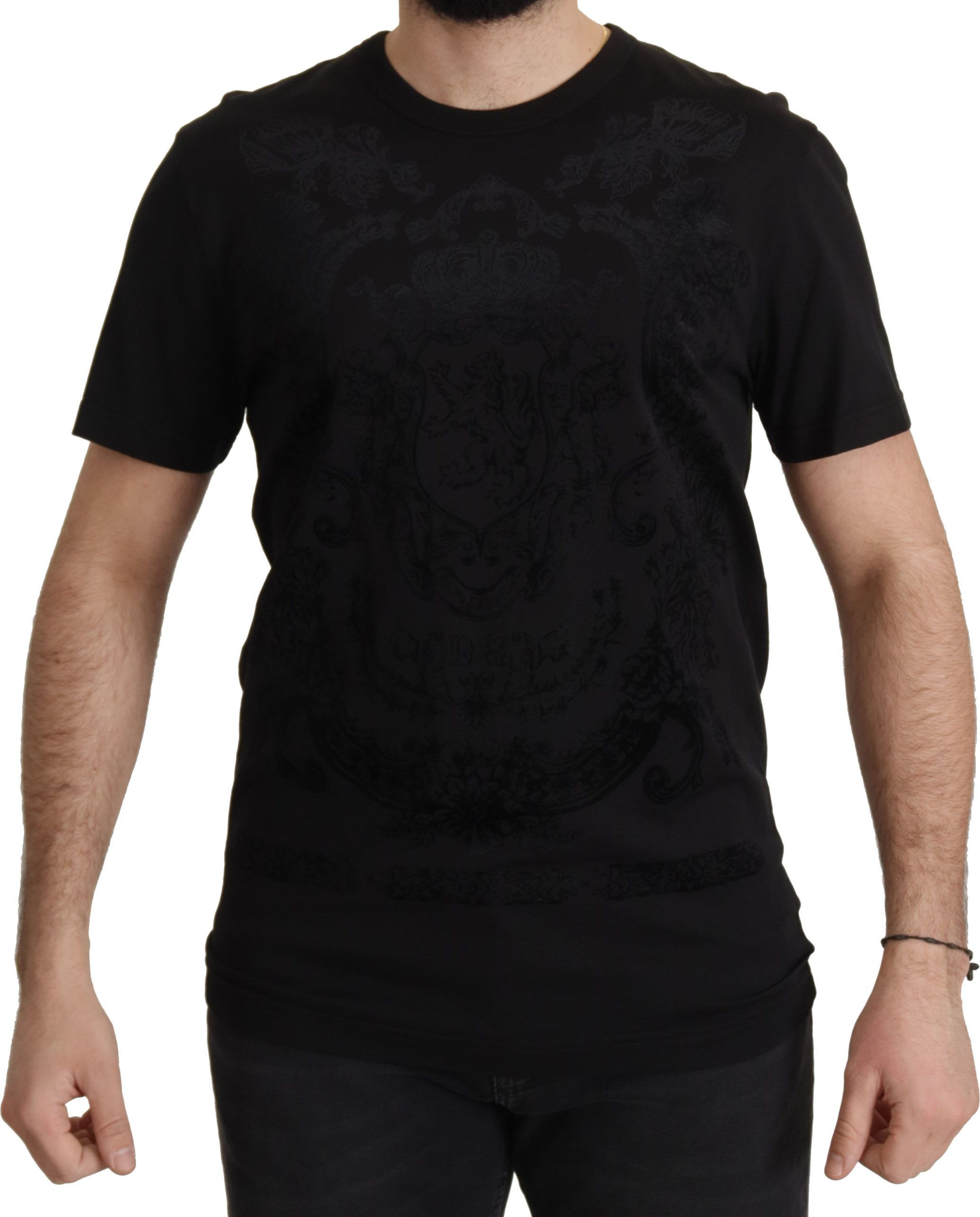 T-shirt Dolce & Gabbana Black DG Baroque Cotton Crewneck