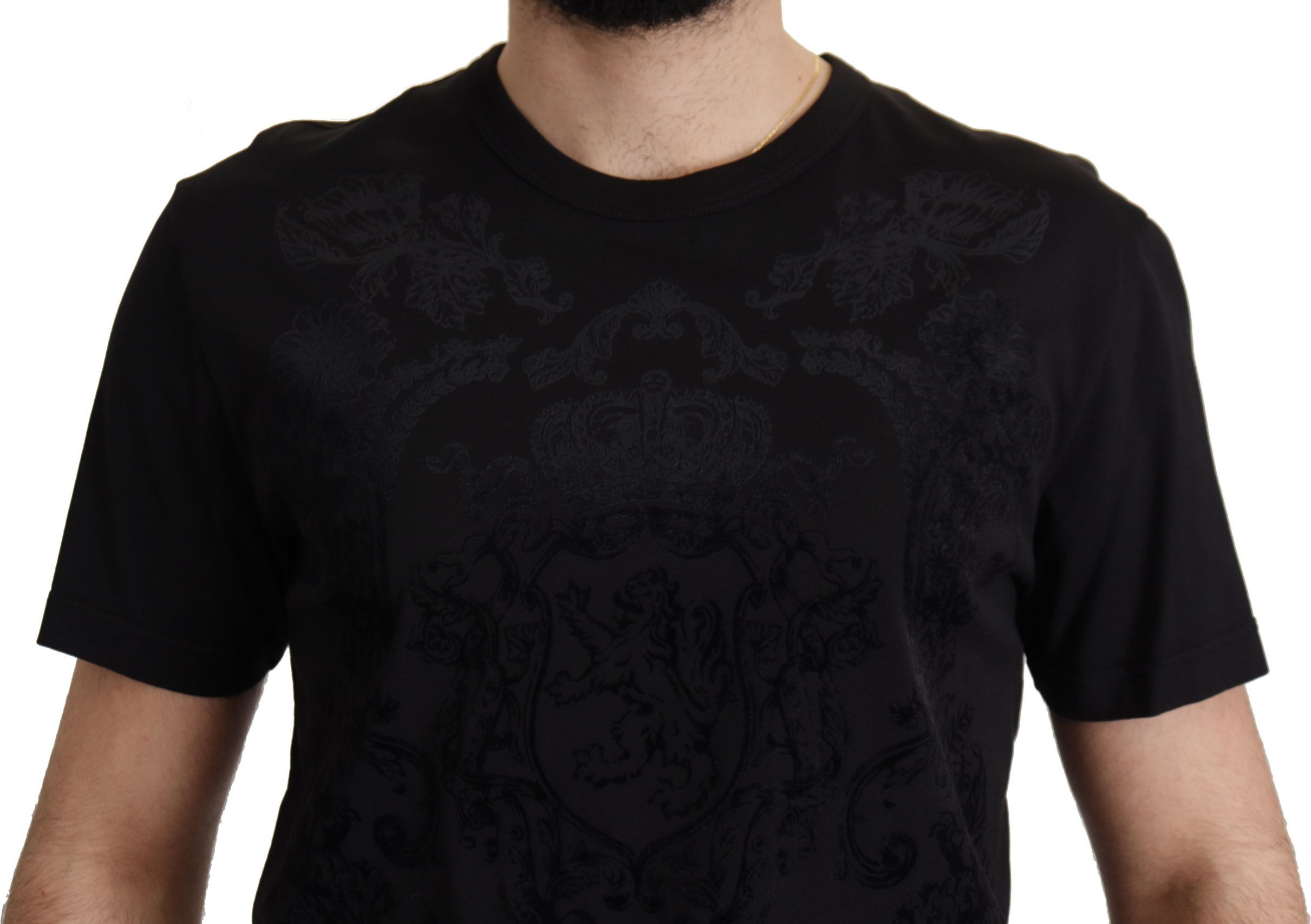 T-shirt Dolce & Gabbana Black DG Baroque Cotton Crewneck