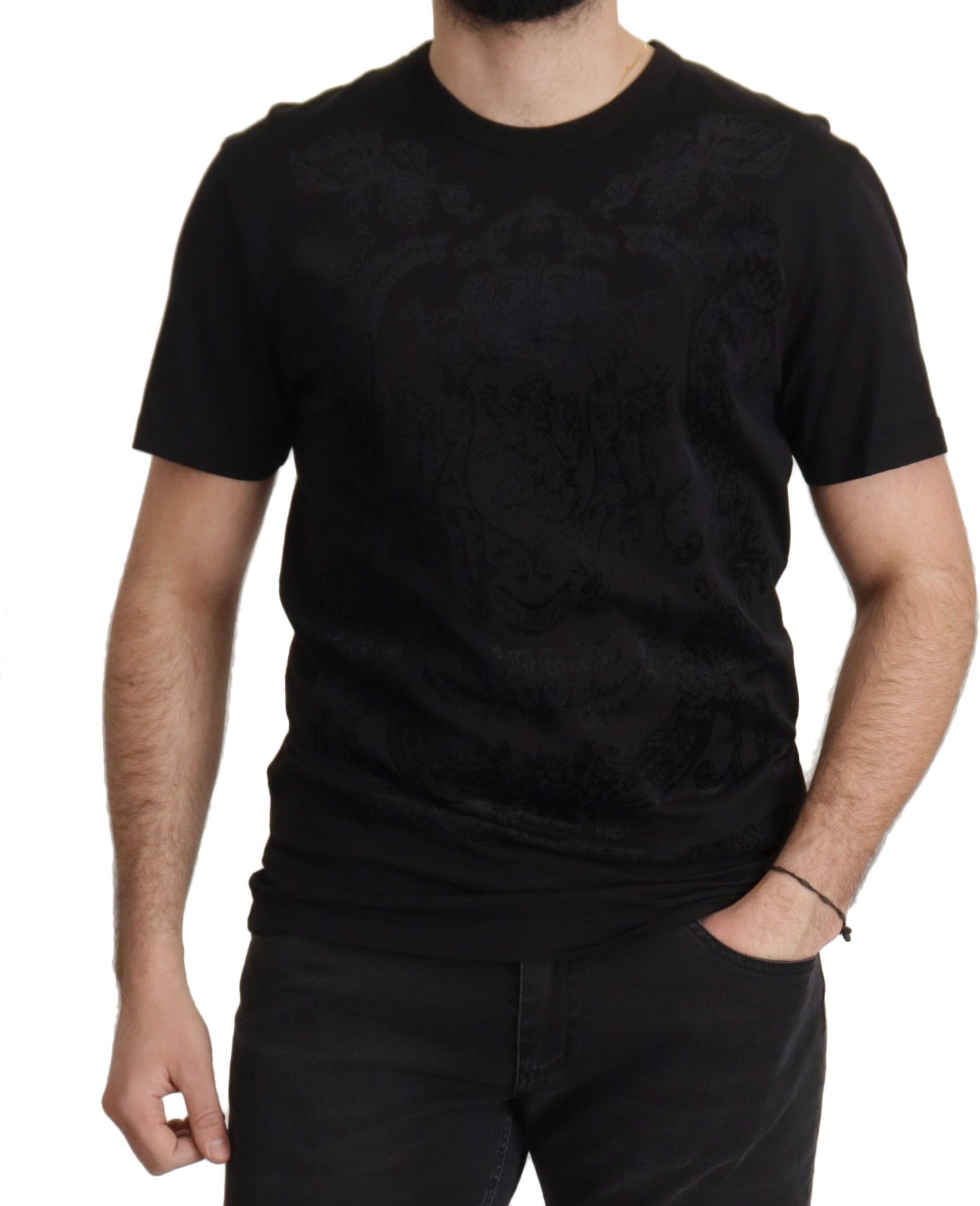 T-shirt Dolce & Gabbana Black DG Baroque Cotton Crewneck