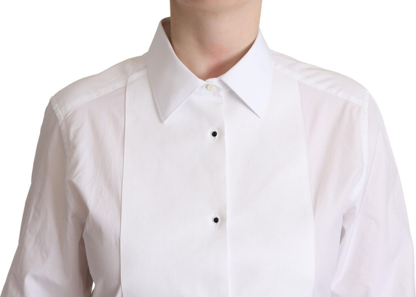 Hemd Dolce & Gabbana Weiß Baumwolle Kleid Kragen Langarm