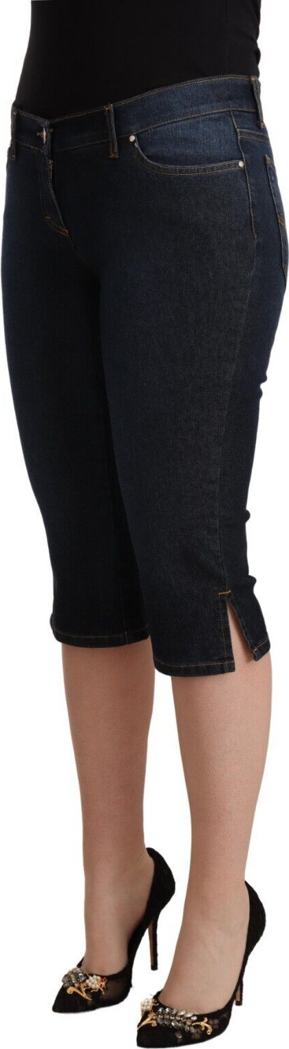 Jeans Gianfranco Ferre Blue Cotton Stretch Low Waist Slim Capri Denim