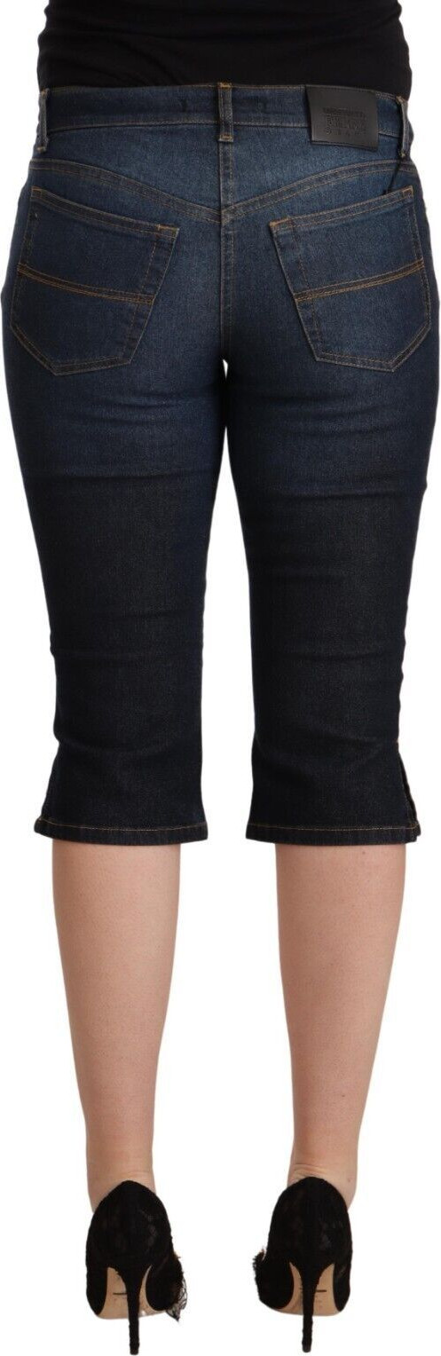 Jeans Gianfranco Ferre Blue Cotton Stretch Low Waist Slim Capri Denim