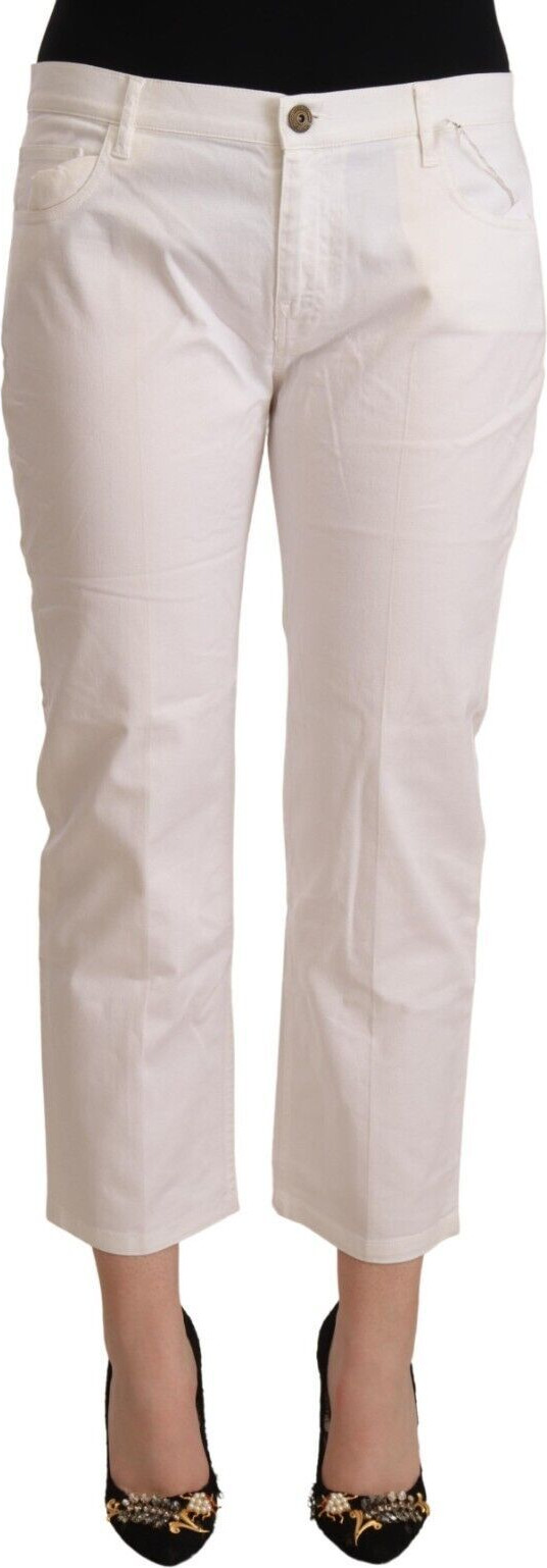 Jeans L'Autre Chose White Cotton Mid Waist Cropped Denim