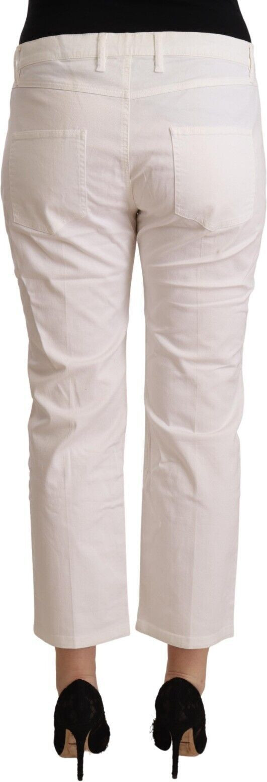 Jeans L'Autre Chose Weißer Baumwoll-Denim mit mittlerer Taille und verkürztem Bein