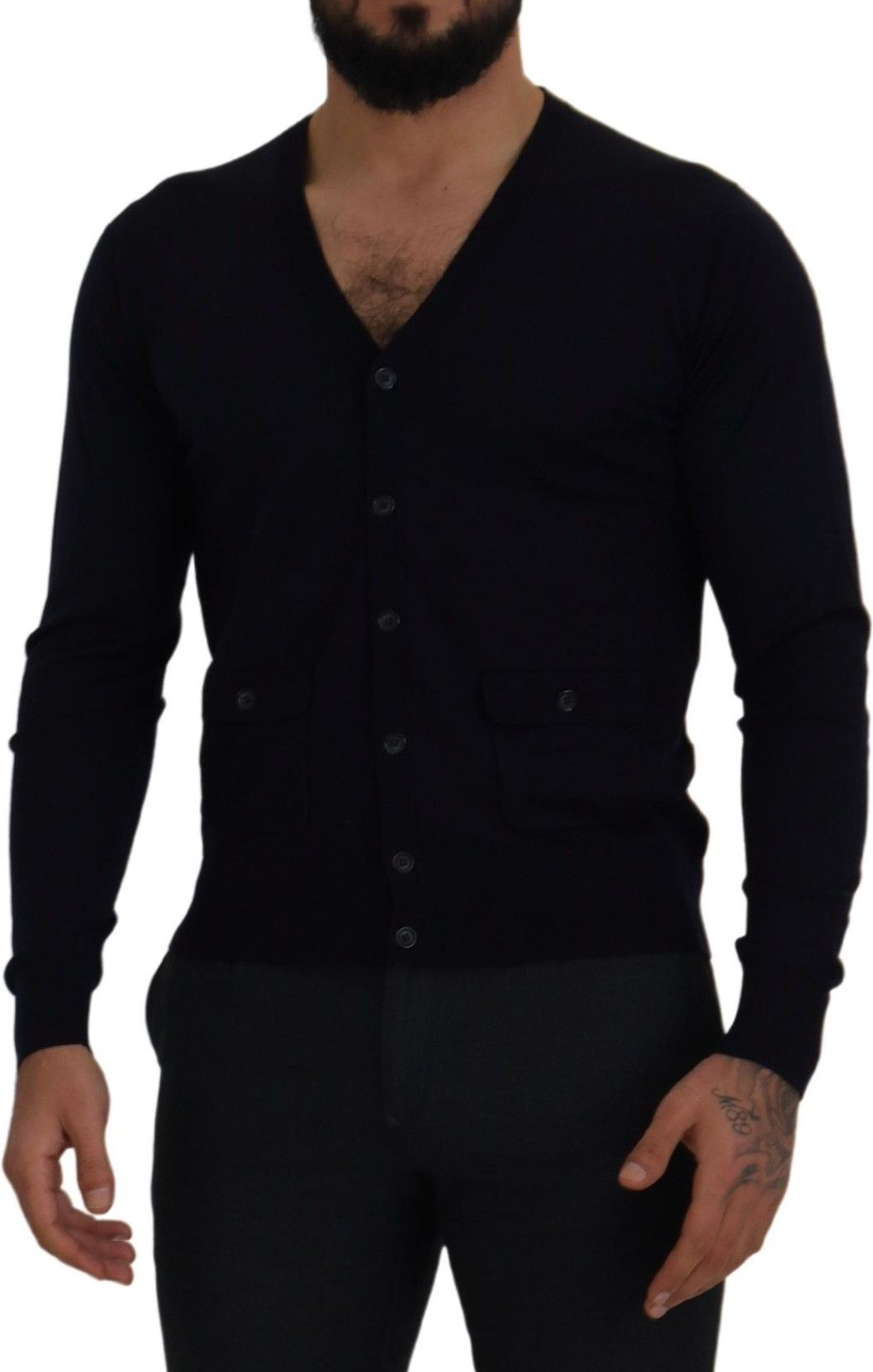 Cardigan-Pullover von Dolce & Gabbana aus blauer Wolle