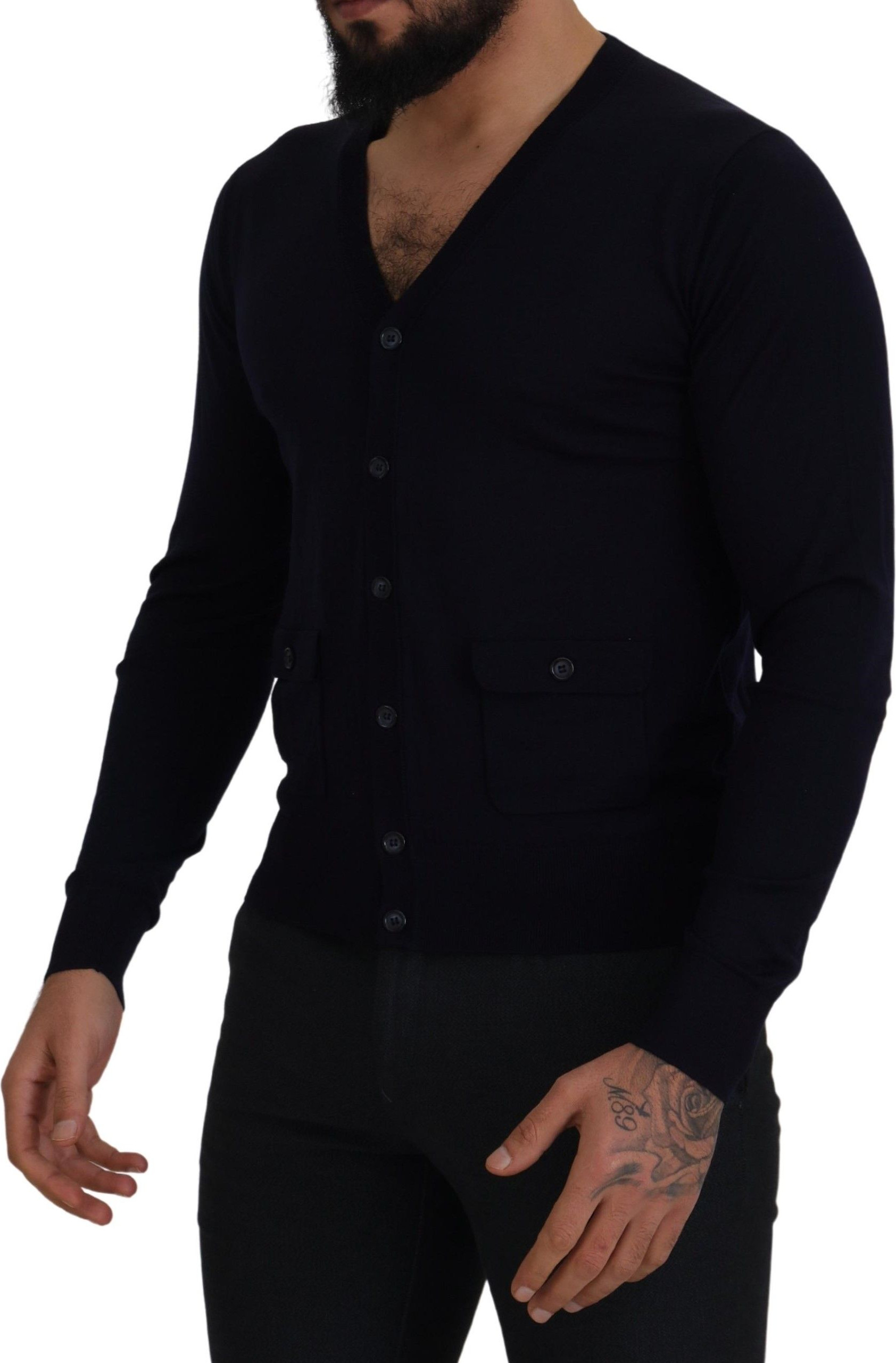 Cardigan-Pullover von Dolce & Gabbana aus blauer Wolle