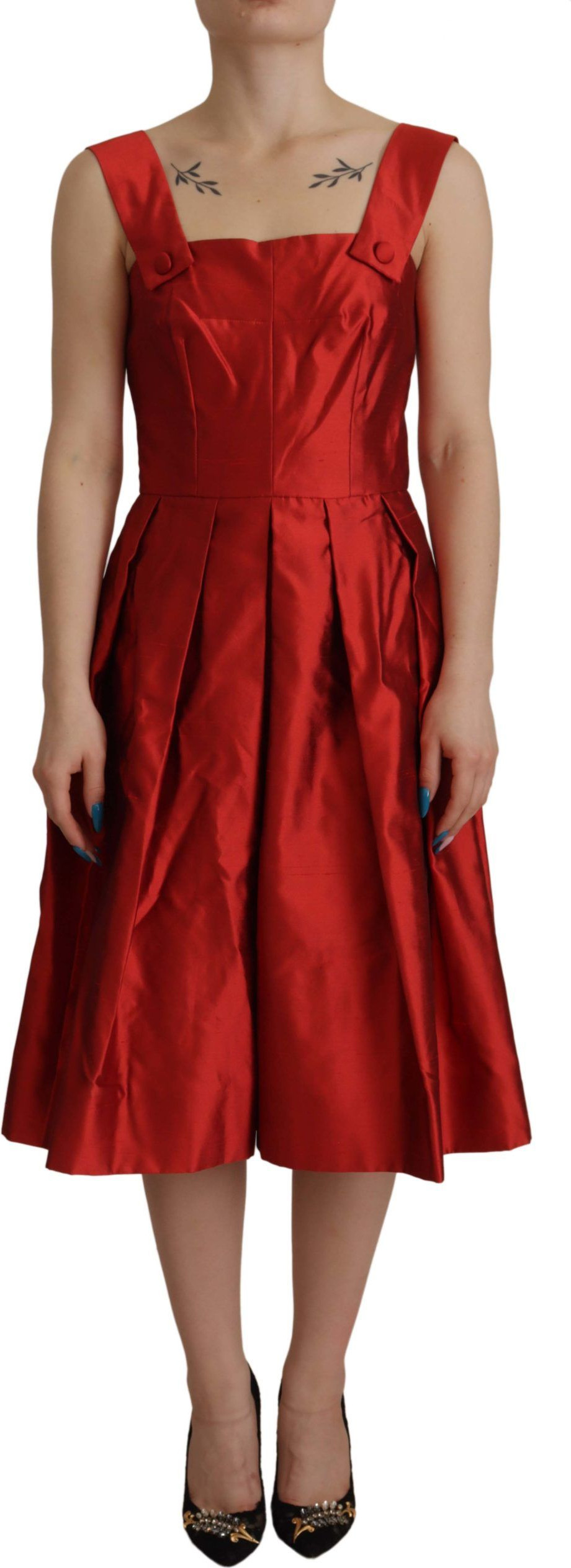 Kleid Dolce & Gabbana A-Linie Falten Satin Seide