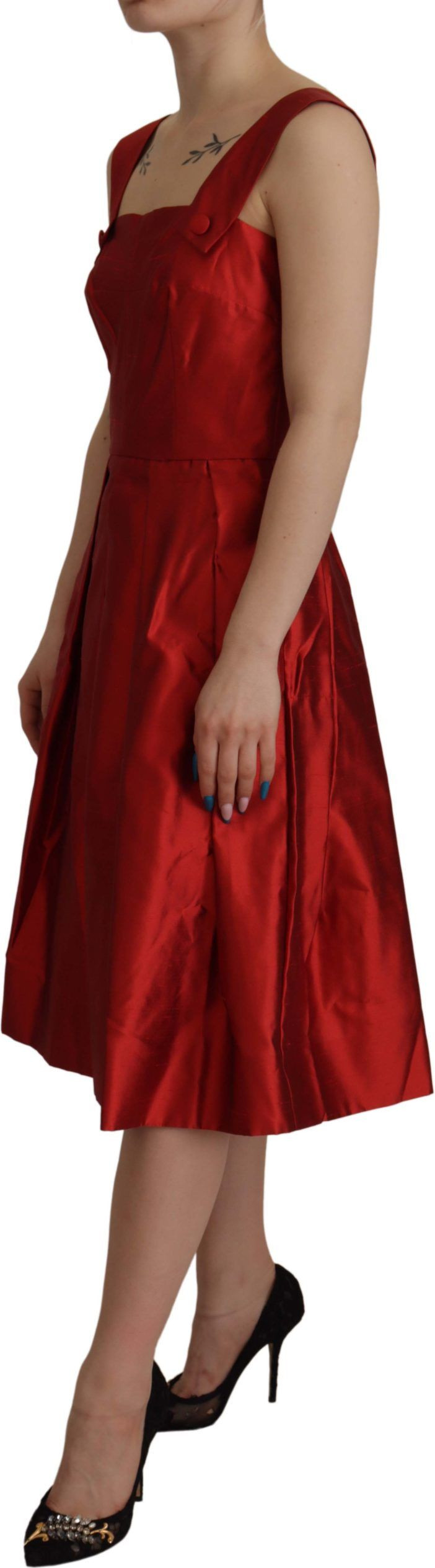Dress Dolce & Gabbana A-line Pleated Satin Silk
