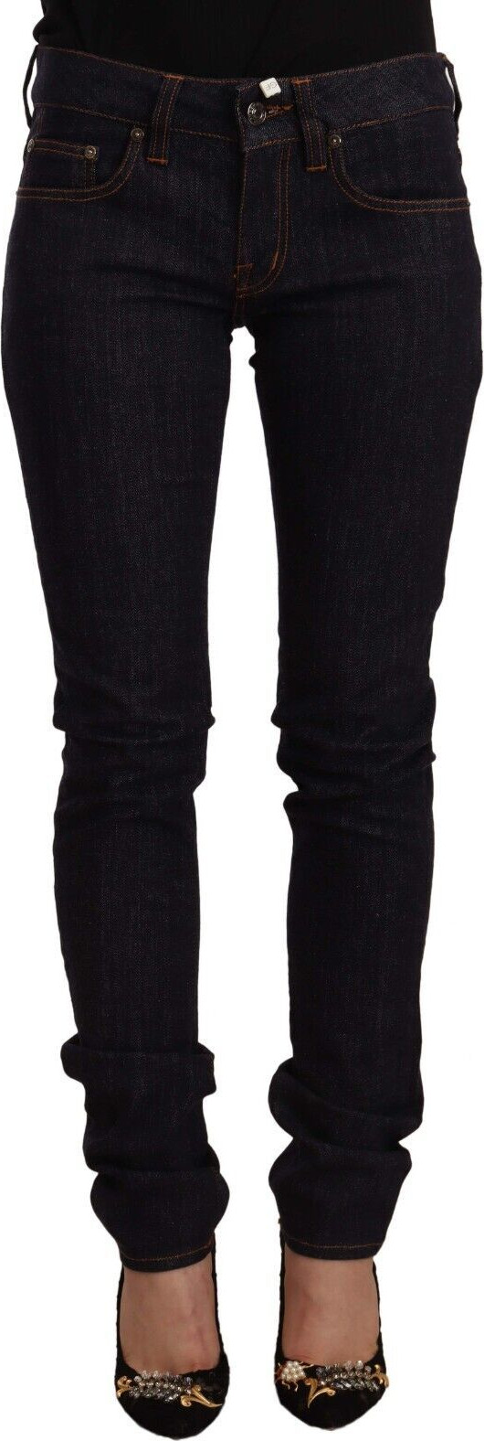 Jeans Gianfranco Ferre Schwarz Mid Waist Baumwolle Denim Skinny Jeans
