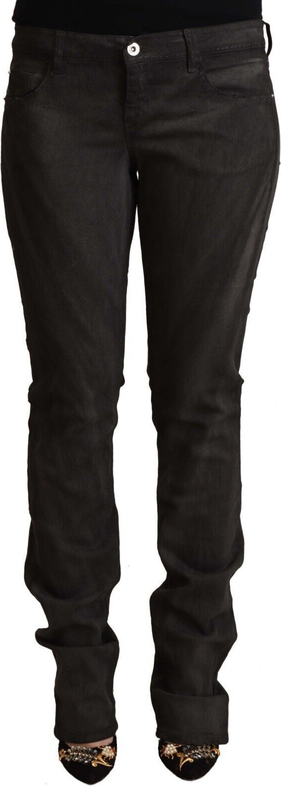 Hose Costume National Schwarz Baumwolle Mid Waist Skinny