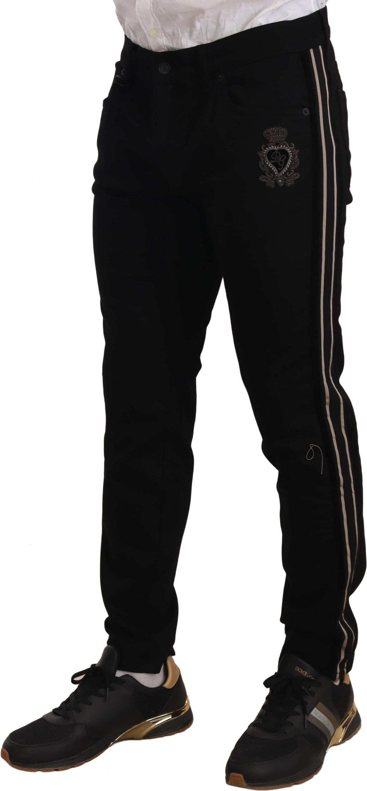 Jeans Dolce & Gabbana Black Skinny Fit Denim Side Band Jeans Pant