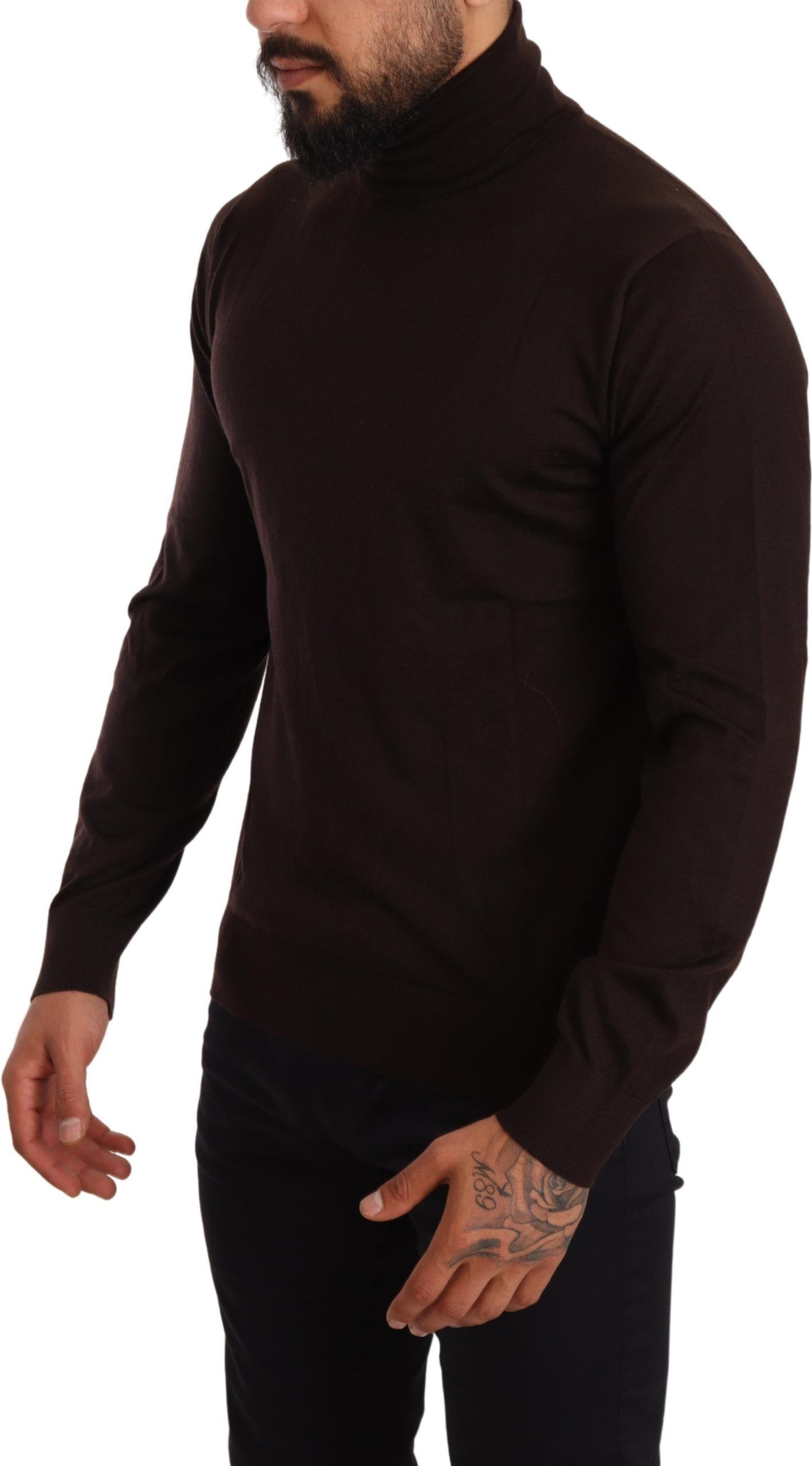 Pullover Sweater Dolce & Gabbana Brown Cashmere Turtleneck