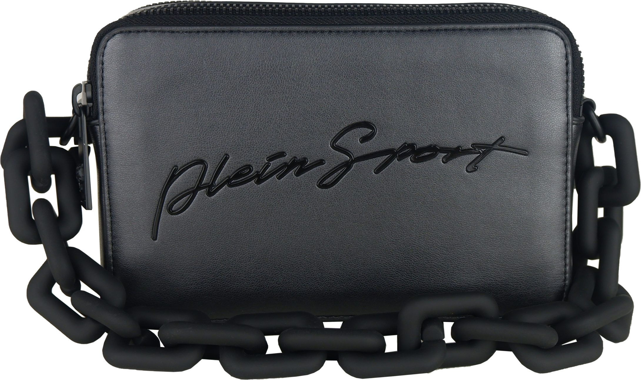 Handbag Plein Sport Elegant Black Double Zip Handbag