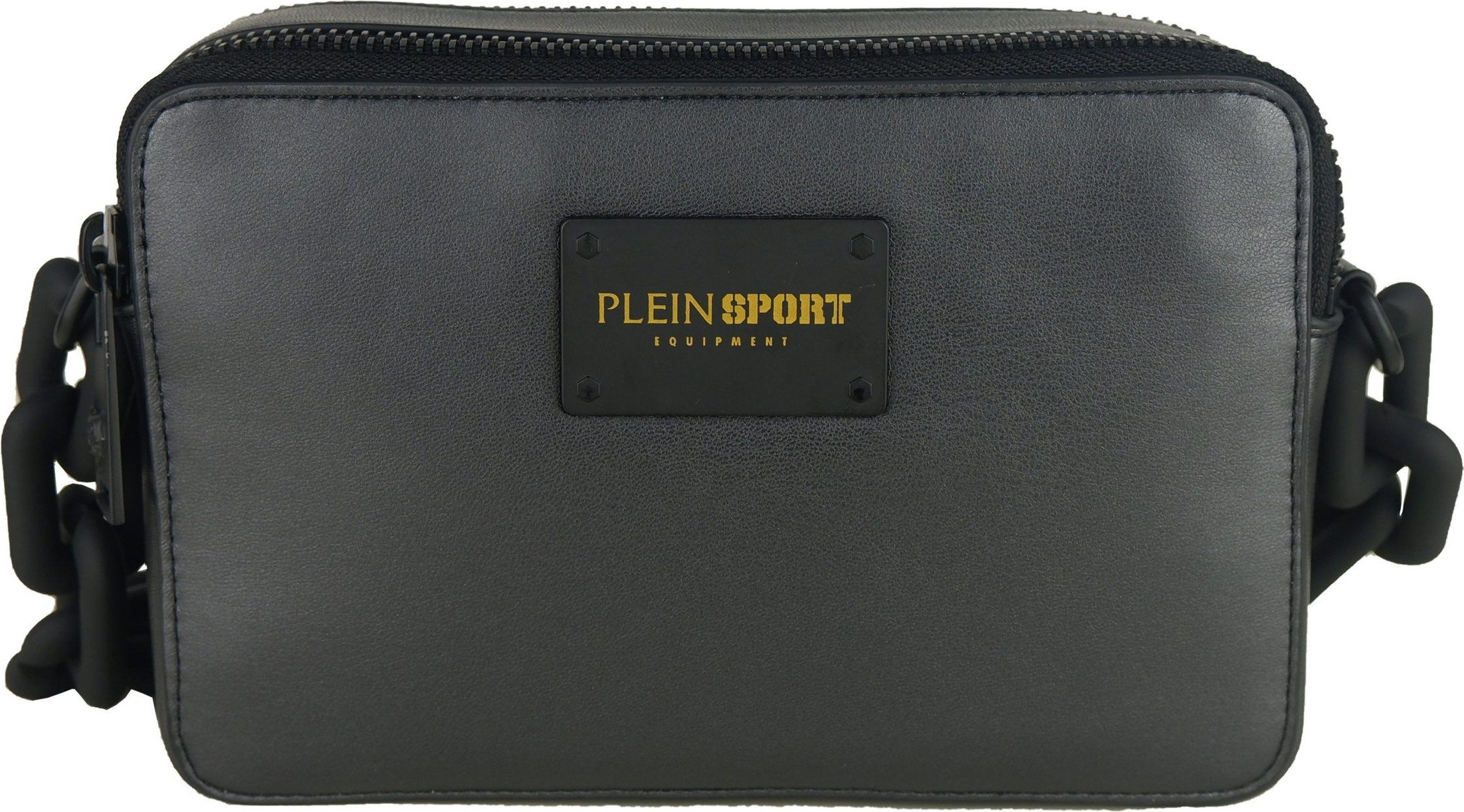 Handbag Plein Sport Elegant Black Double Zip Handbag