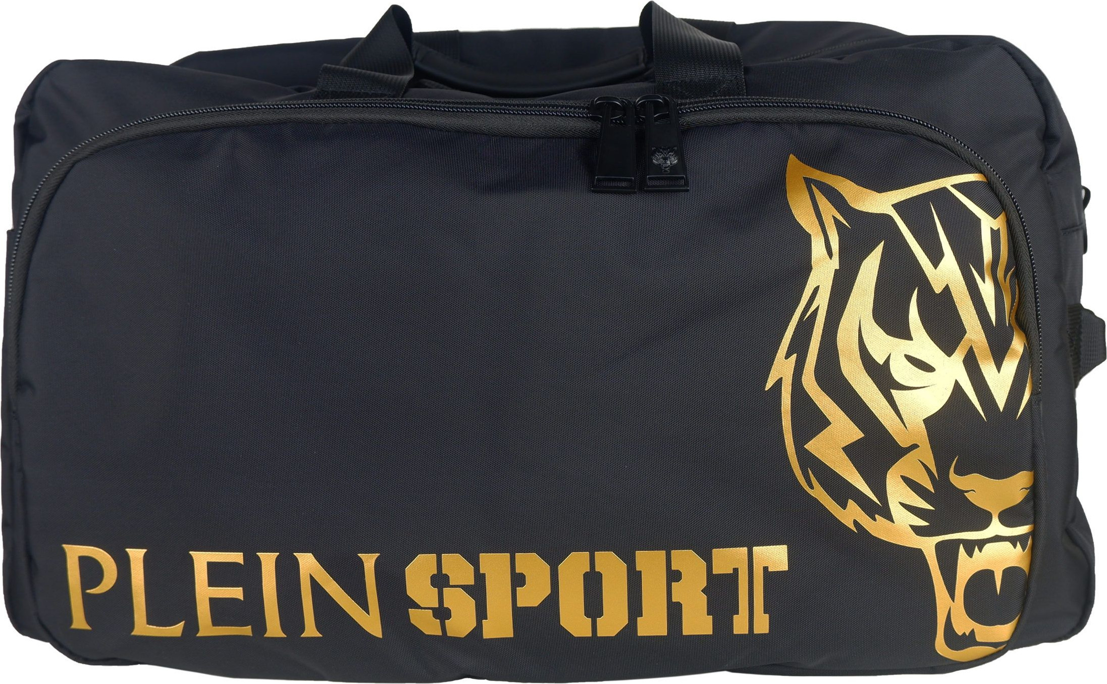 Plein Sport Elegant Duffle Bag Black with Golden Accents