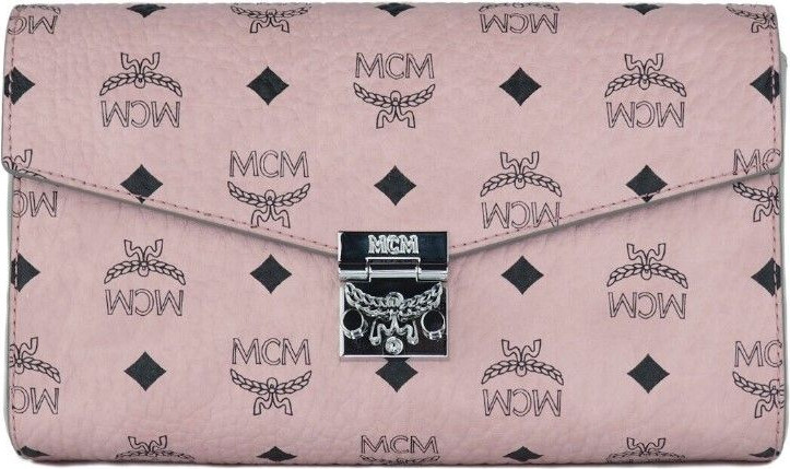 Crossbody Handbag MCM Medium Soft Pink Signature Diamond Logo Leather