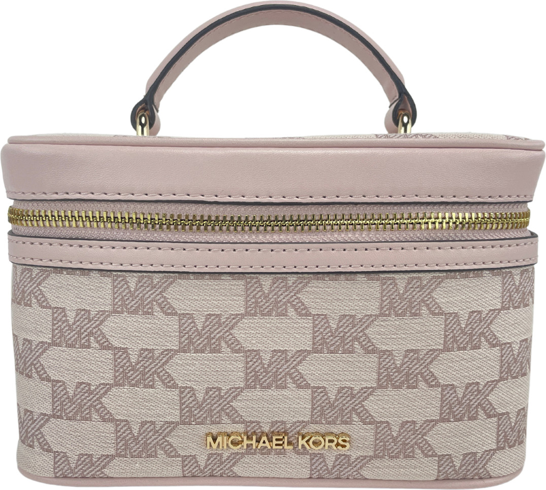 Crossbody sumkasi Michael Kors Jet Set Medium Powder Blush Jacquard Canvas Zip Trunk