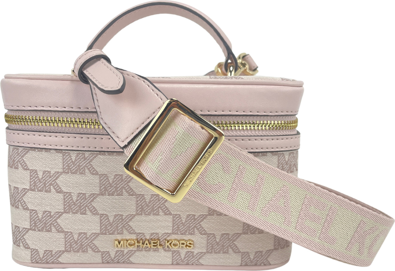 Crossbody sumkasi Michael Kors Jet Set Medium Powder Blush Jacquard Canvas Zip Trunk