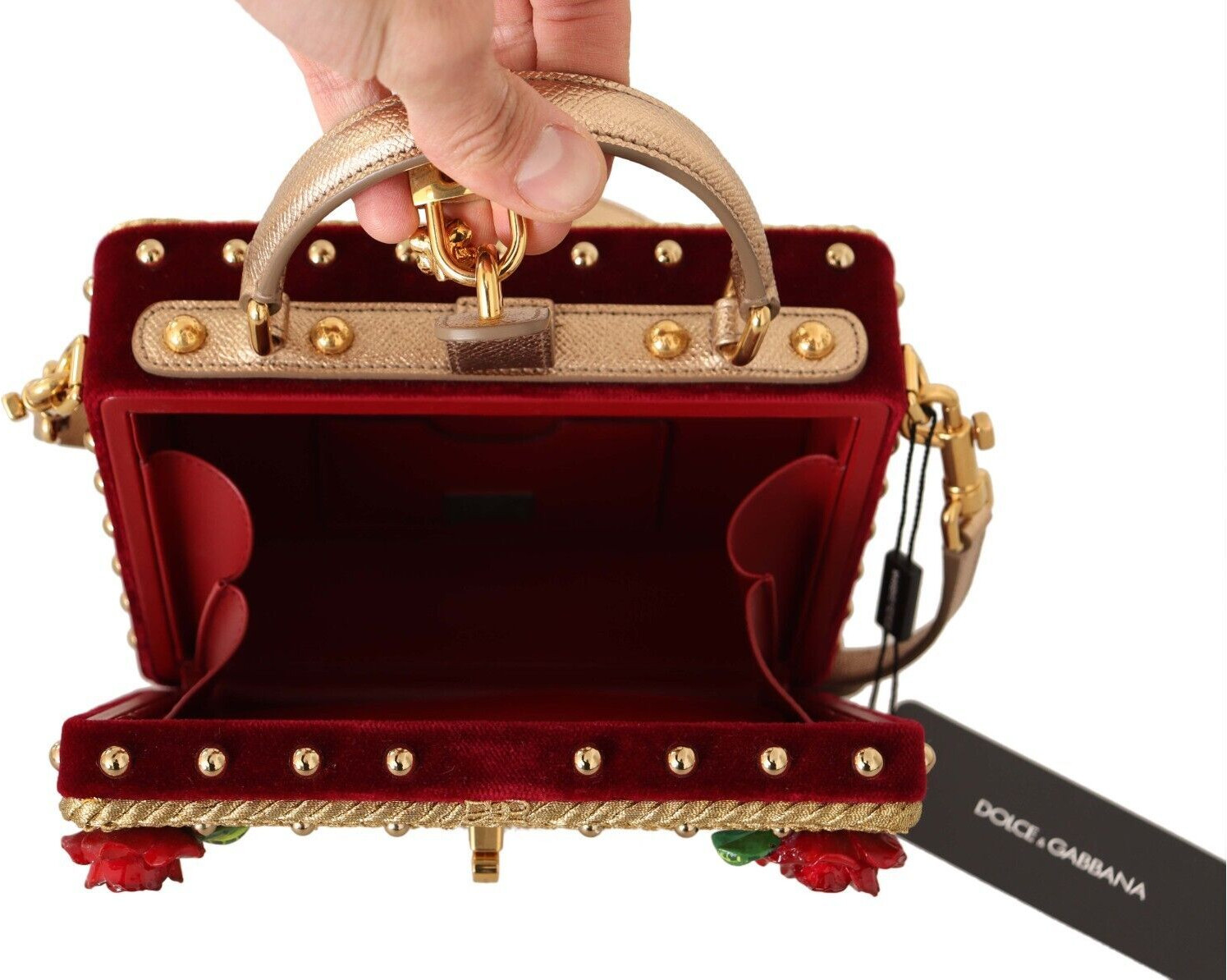 Сумка через плечо Dolce & Gabbana Богатый золотой и бордовый бокс