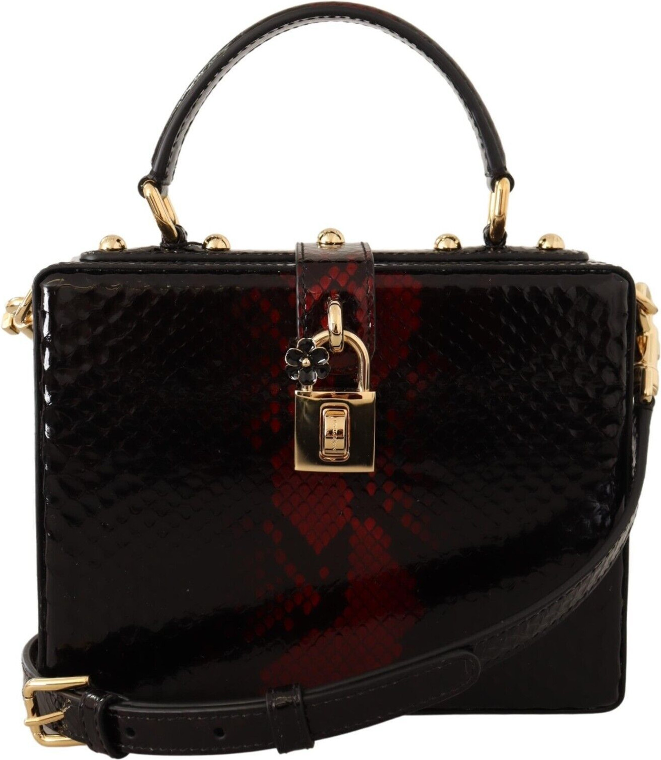 Quticha sumka Dolce & Gabbana Ajoyib oltin detallarda qora bordo quticha sumka