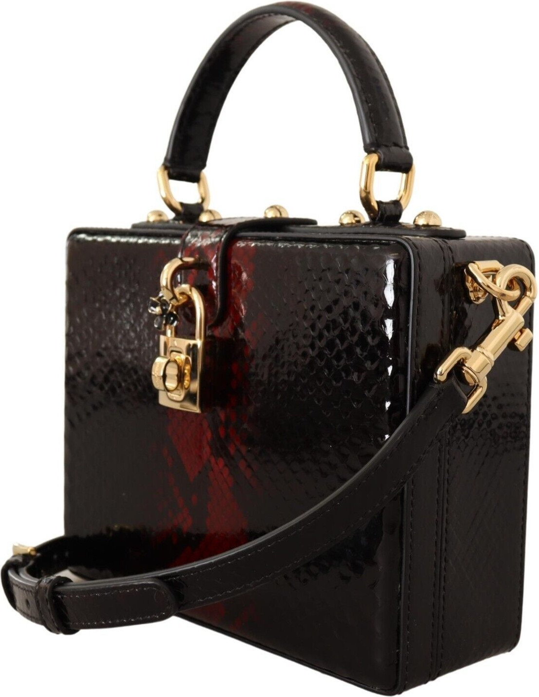 Quticha sumka Dolce & Gabbana Ajoyib oltin detallarda qora bordo quticha sumka