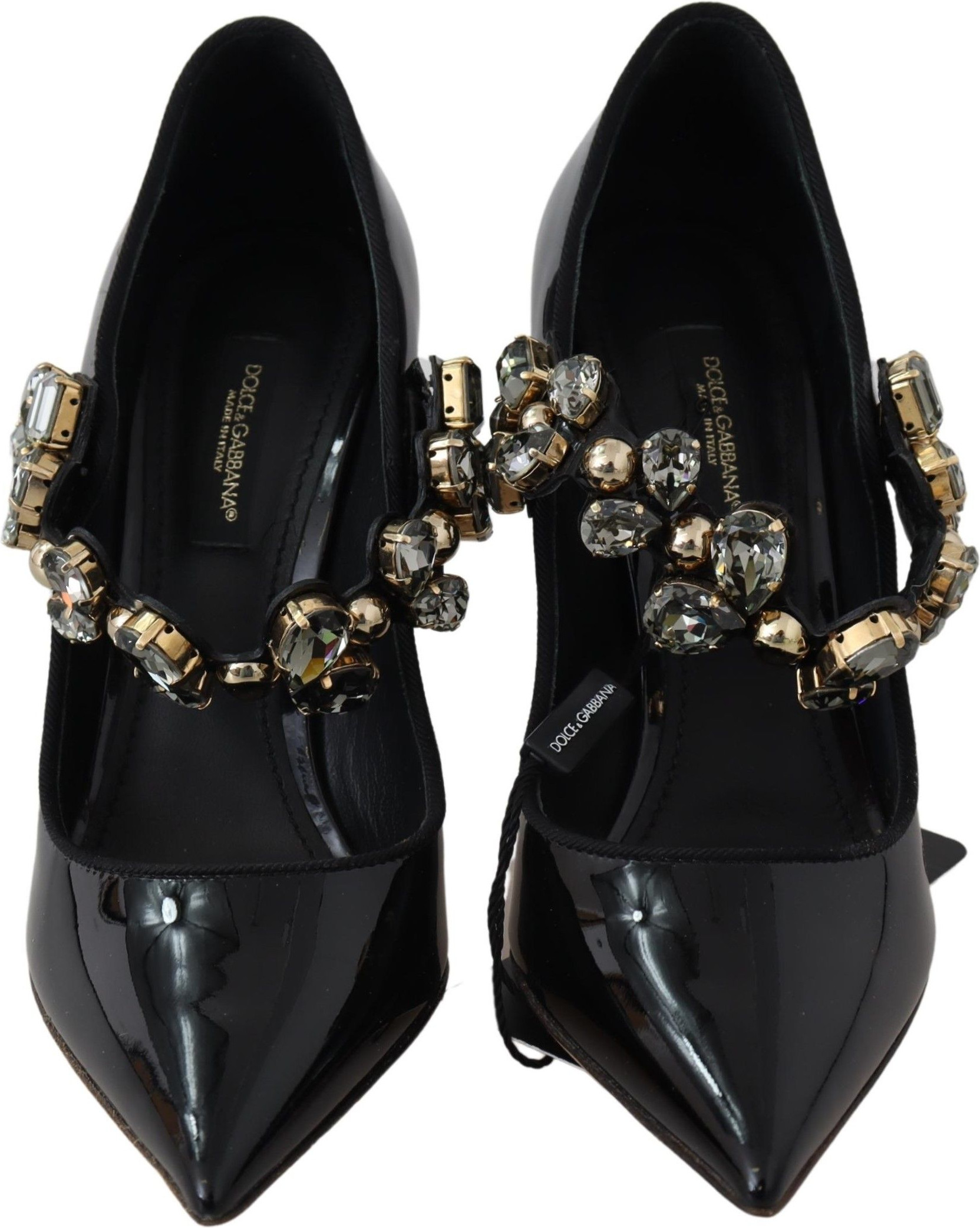 Туфли-лодочки Dolce & Gabbana Черная кожа с кристаллами