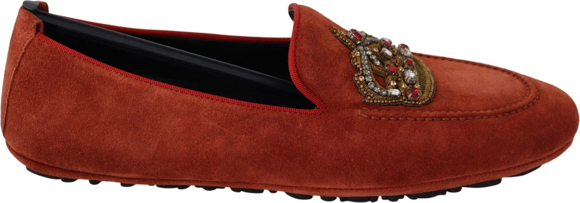 Loafers Shoes Dolce & Gabbana Orange Leather Crystal Crown