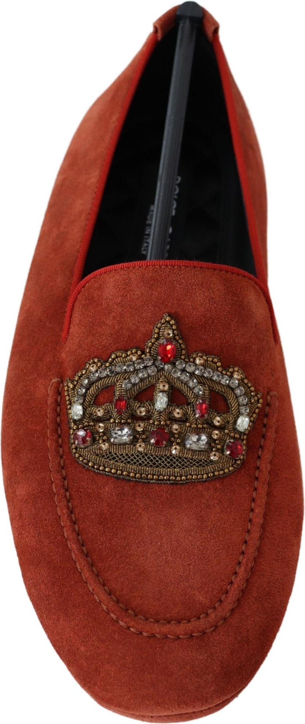 Лоферы Dolce & Gabbana Оранжевые Кожаные с Хрустальной Короной