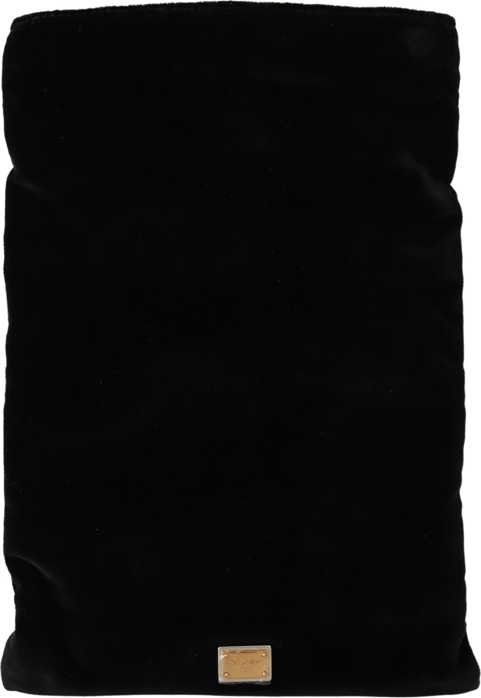 Pouch Bag Dolce & Gabbana Elegant Black Velvet Pouch Bag Drawstring