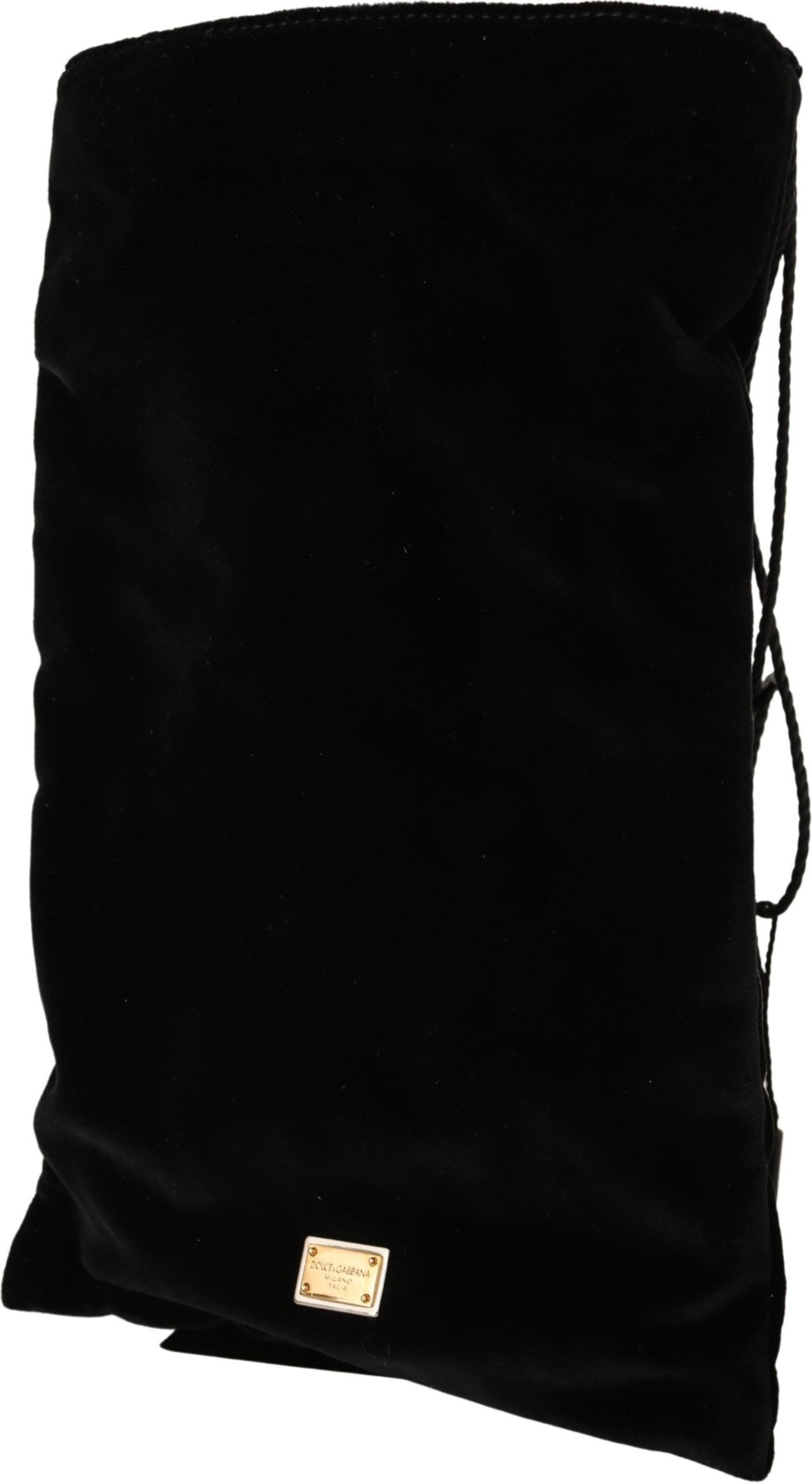 Pouch Bag Dolce & Gabbana Elegant Black Velvet Pouch Bag Drawstring