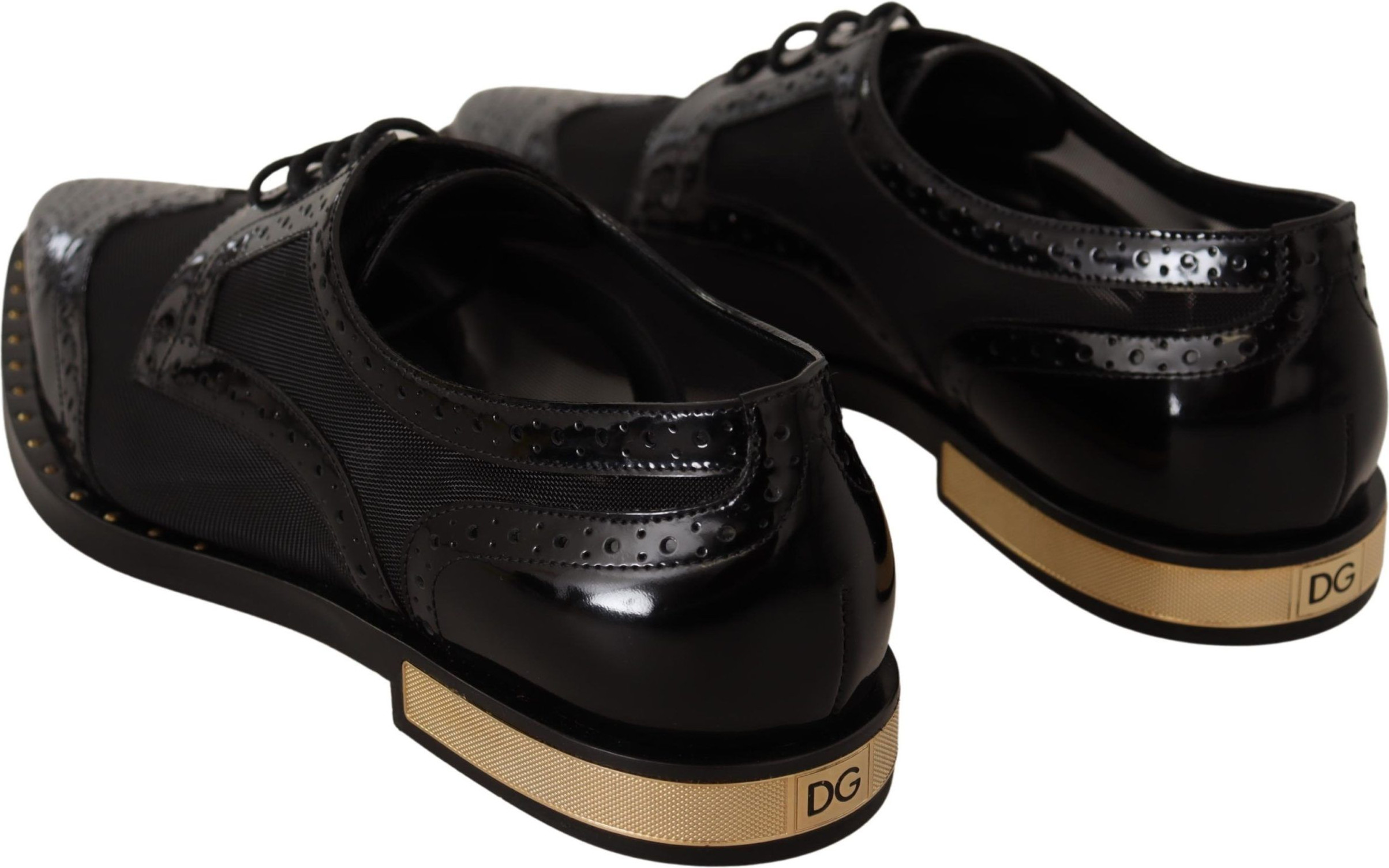 Туфли-оксфорды Dolce & Gabbana Черные кожаные броги с полупрозрачным мыском