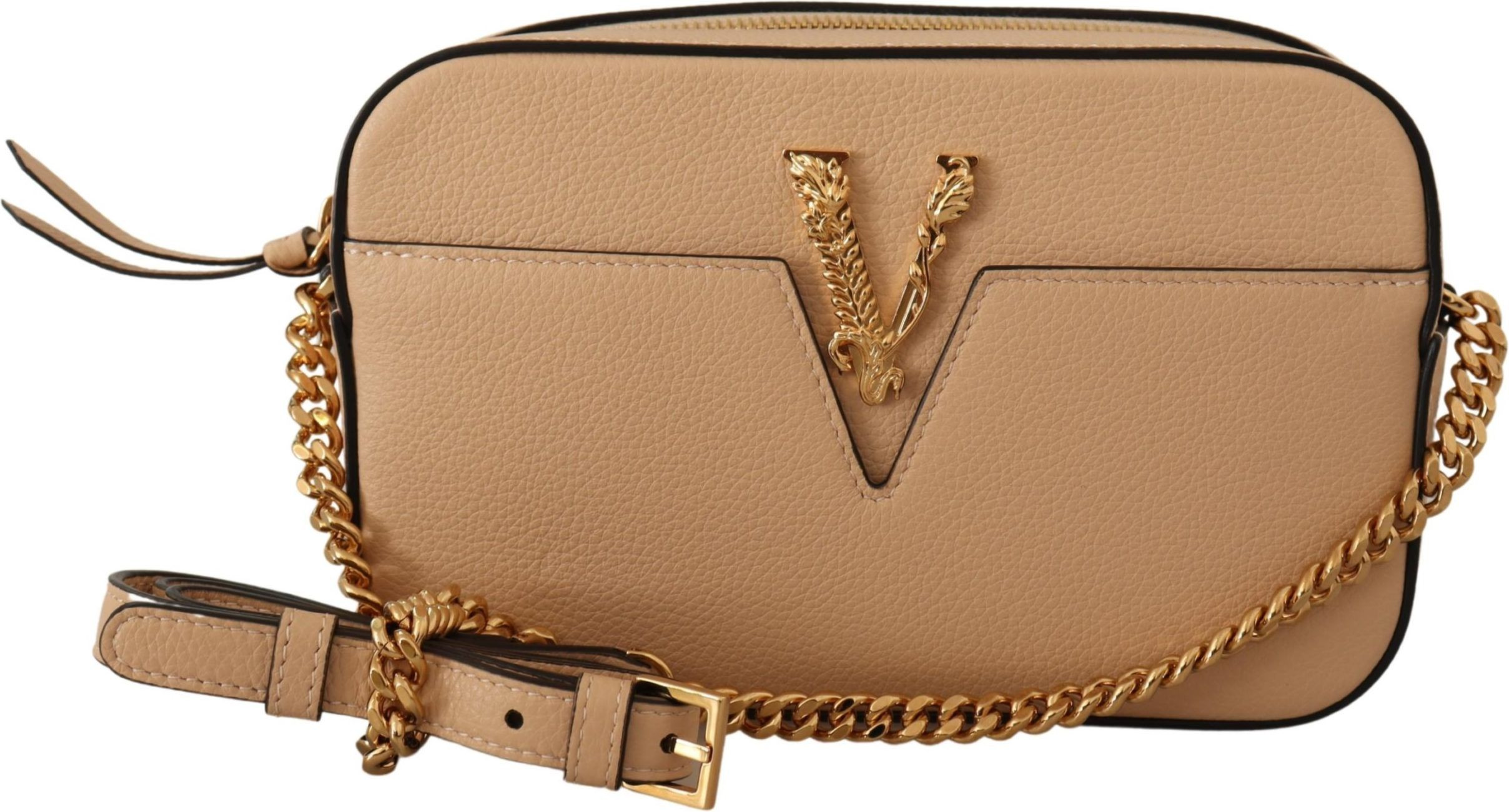 Crossbody Versace Elegant Nude Donli Teri Kamera sumkasi
