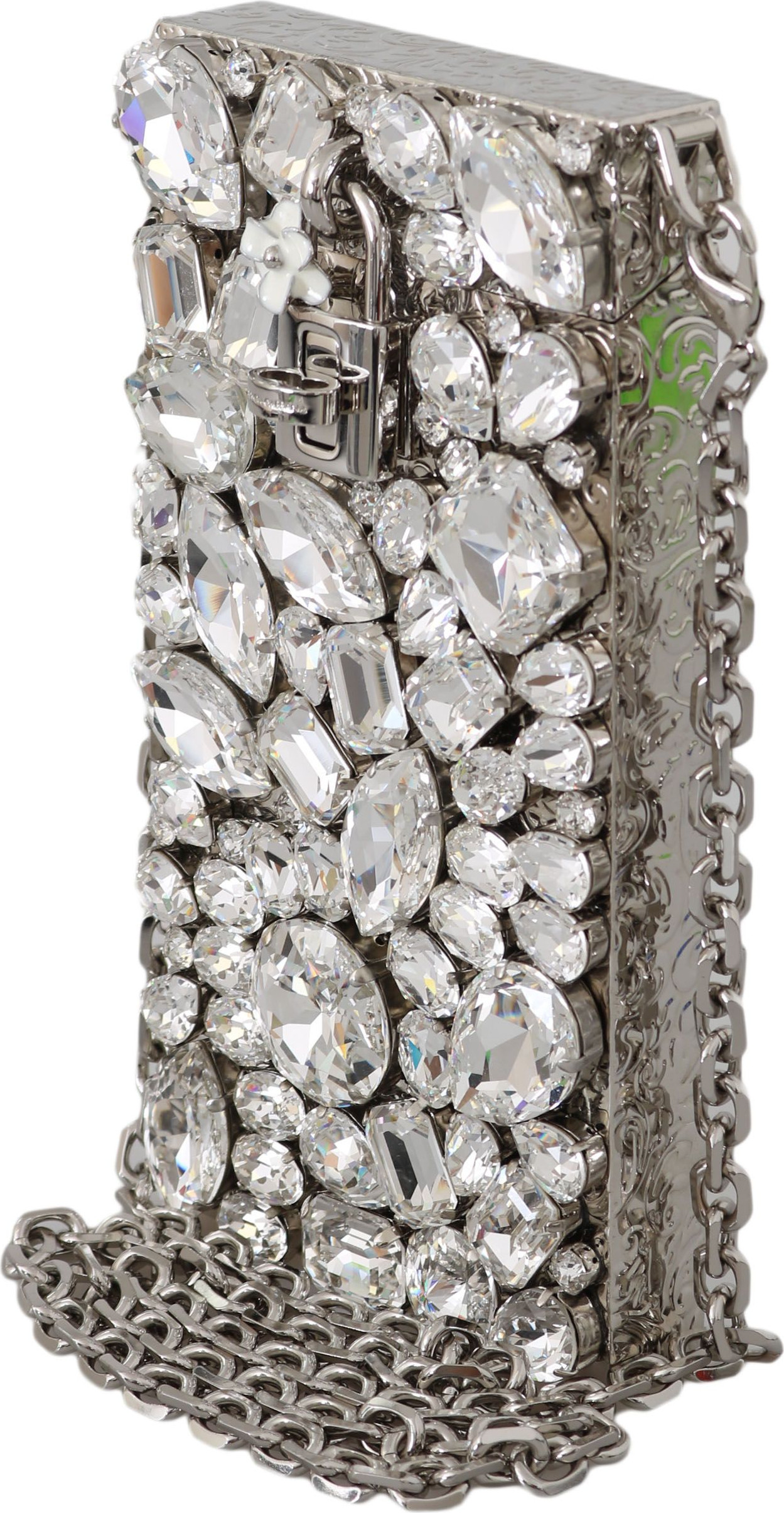 Crossbody Purse Dolce & Gabbana Elegant Silver Crystal Case