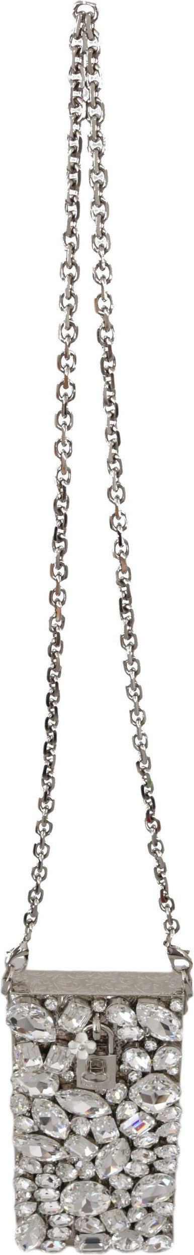 Crossbody Purse Dolce & Gabbana Elegant Silver Crystal Case