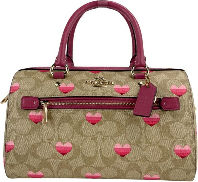 Satchel sumkasi Coach Heart Print Signature Moviy teri Rowan Medium