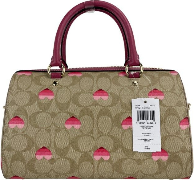 Satchel sumkasi Coach Heart Print Signature Moviy teri Rowan Medium