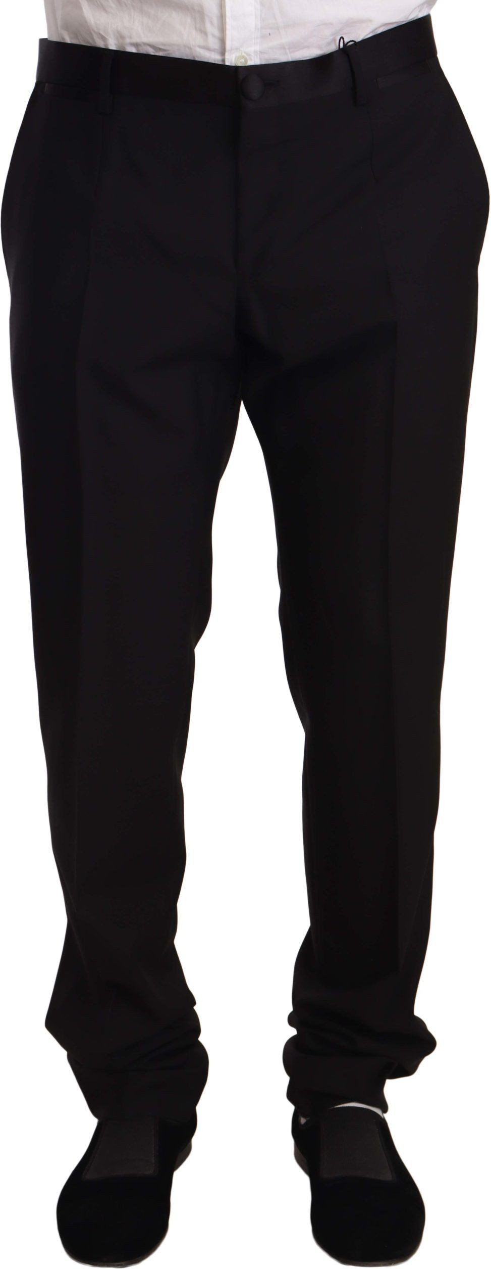 Trouser Pants Dolce & Gabbana Black Wool Formal Tuxedo