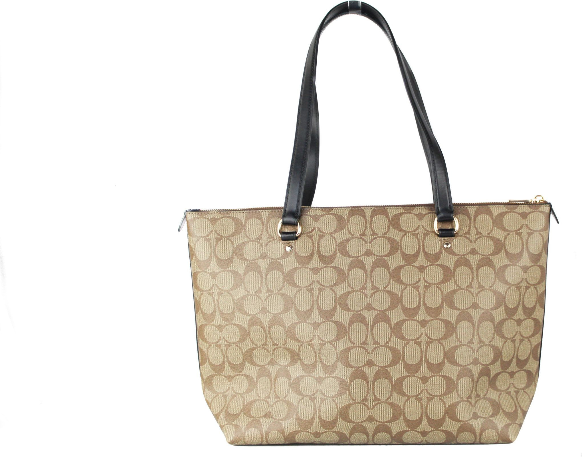 Coach sumkasi Signature Coated Canvas va Charmdan yasalgan Gallery Tote sumkasi