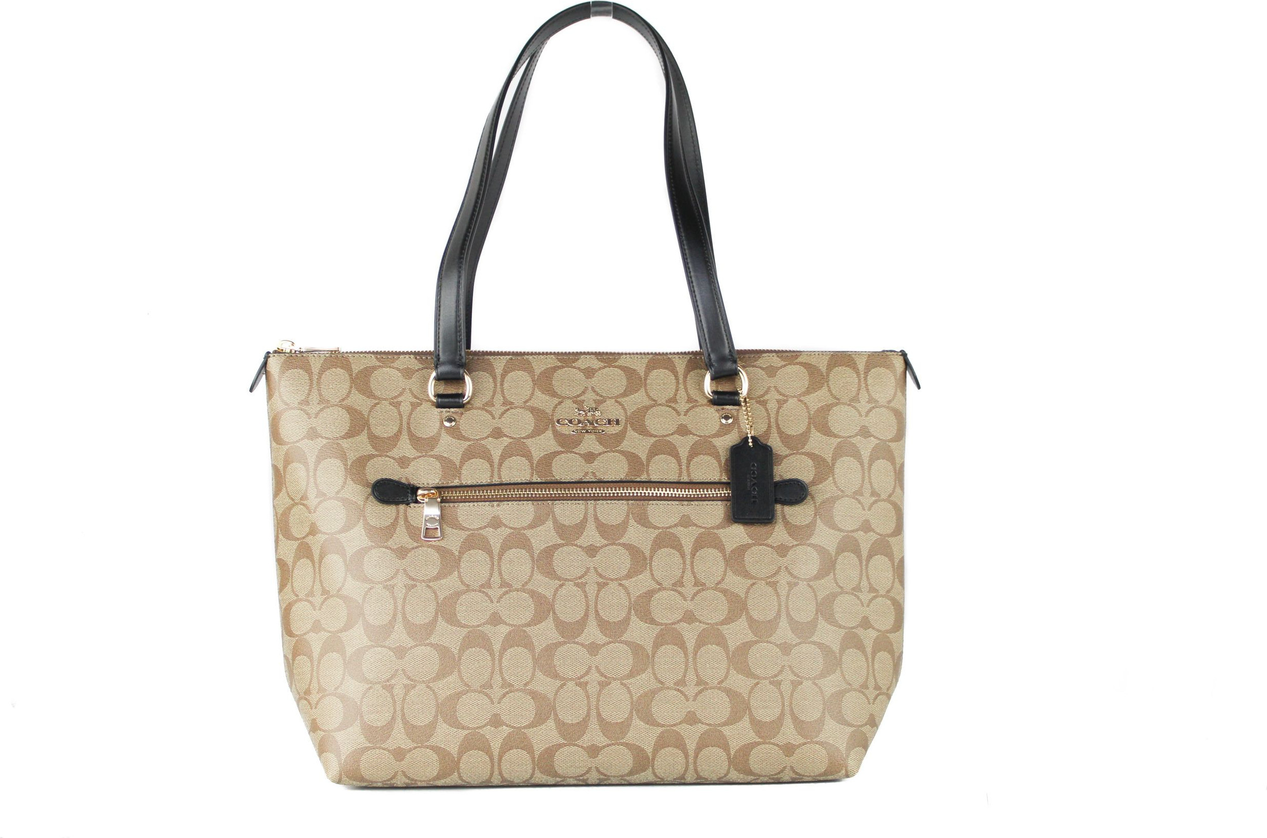 Coach sumkasi Signature Coated Canvas va Charmdan yasalgan Gallery Tote sumkasi