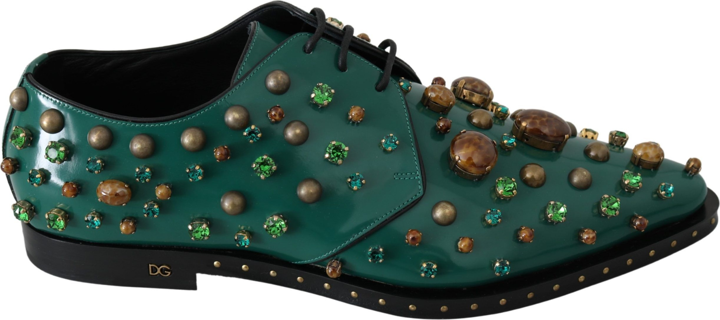 Dress Shoes Dolce & Gabbana Green Leather Crystal