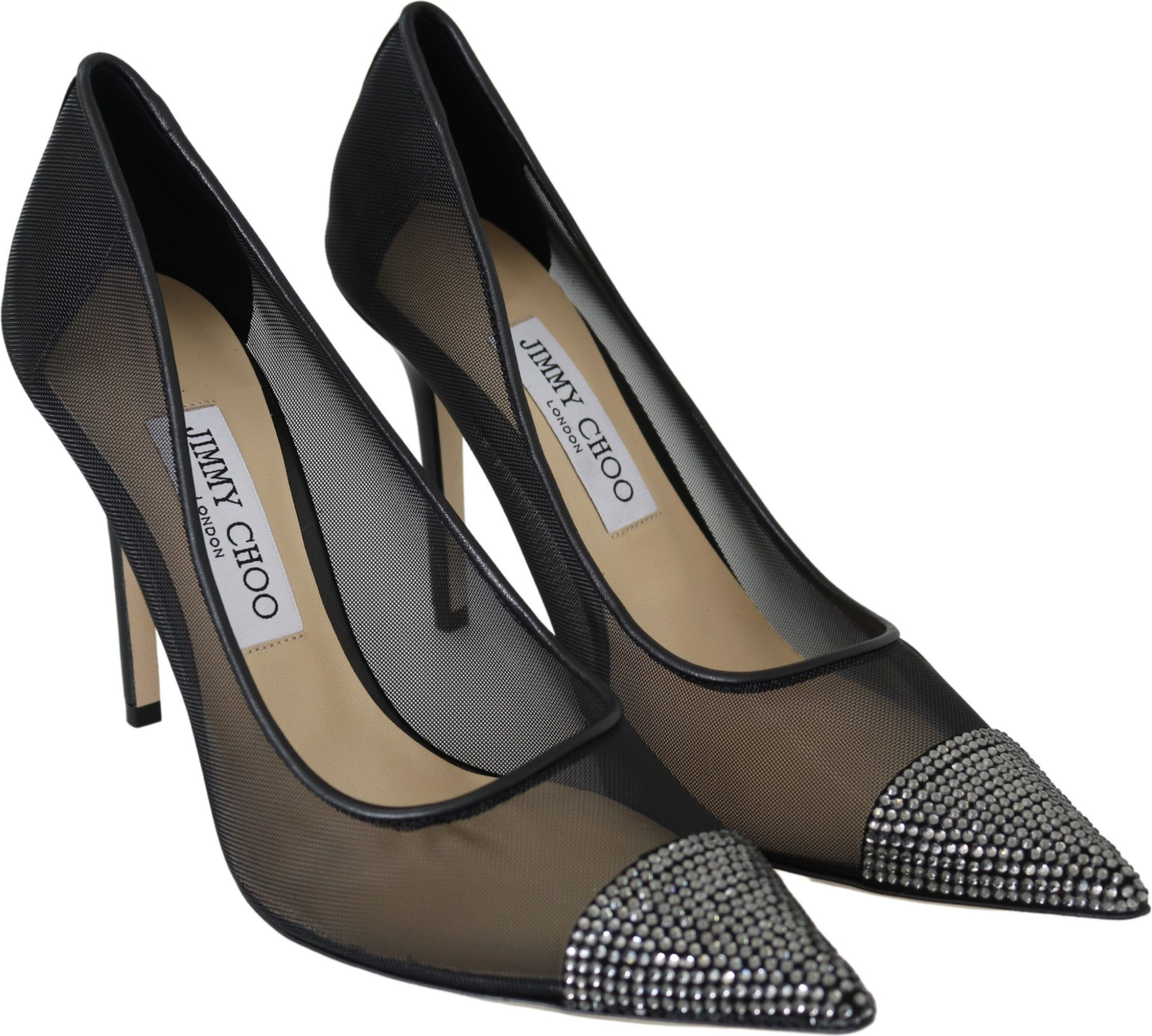 Pumps Jimmy Choo Eyewear Elegant Black Mesh Crystal Pumps
